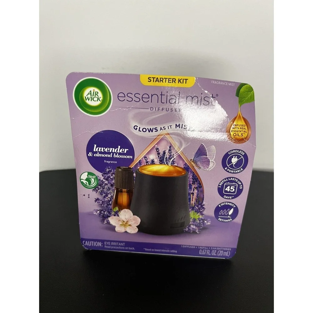 Air Wick Essential Mist Starter Kit Diffuser + 1 Refill – Lavender & Almond Blos